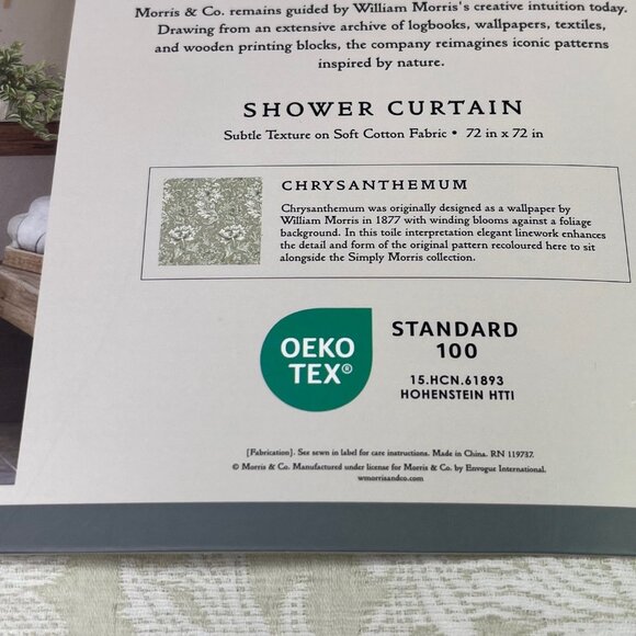 William Morris & Co Chrysanthemum Floral Shower Curtain - Picture 3 of 4
